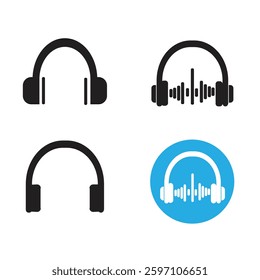 Headphone vector icon set art