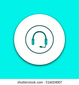 Headphone vector icon with shadow. Illustration isolated for graphic and web design.