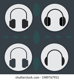 Headphone Vector Icon style illustration, Headphone icon set.