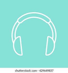Headphone    vector icon. White  Illustration isolated on green  background for graphic and web design.