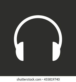 Headphone vector icon. White illustration isolated on black background for graphic and web design.