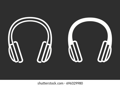Headphone vector icon. White illustration isolated on black background for graphic and web design.