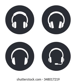 Headphone  - vector icon in white  on a black background.