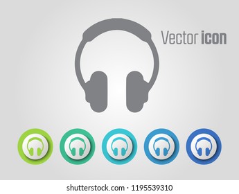 headphone vector icons and different color variations