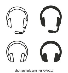 Headphone vector icons set. Illustration isolated on white background for graphic and web design.
