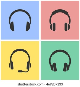 Headphone vector icons set. Illustration isolated for graphic and web design.