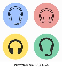 Headphone vector icons set. Illustration isolated for graphic and web design.