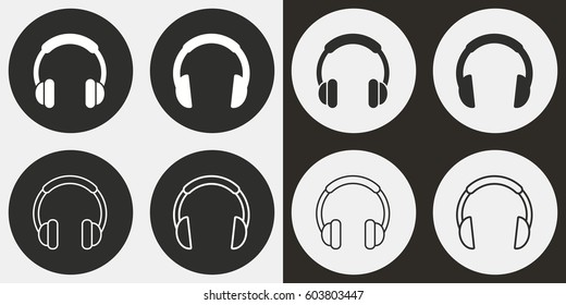 Headphone vector icons set. Illustration isolated for graphic and web design.