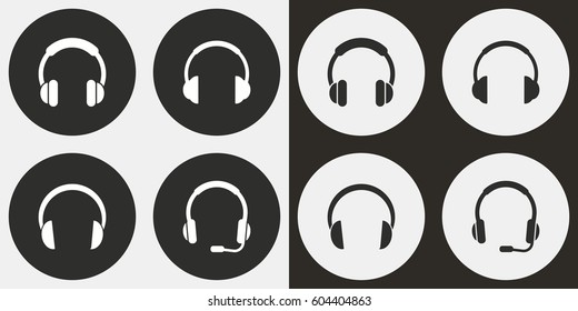 Headphone vector icons set. Illustration isolated for graphic and web design.