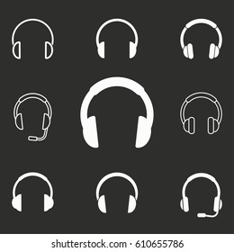 Headphone vector icons set. Illustration isolated for graphic and web design.