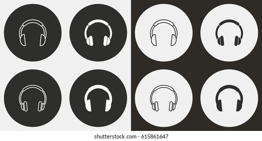 Headphone vector icons set. Illustration isolated for graphic and web design.