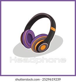 Headphone Vector Illustration Clipart, Headphone Sticker Design, Headphone Sign and Symbol, Electronic Devices Vector Collection