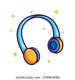 Headphone vector illustration. Flat cartoon style