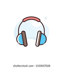 Headphone vector illustration. Outline filled advertising and media icons.