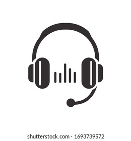 Headphone vector illustration in simple black and white design. Headphone icon