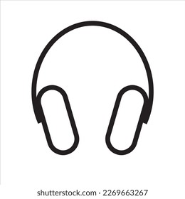 Plantilla de Ilustración de Icono de Ilustración de Línea de Vector de Auriculares