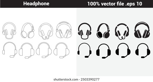 Headphone vector and line art set illustration file 