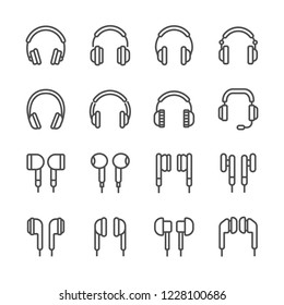 Headphone Vector Line Icon Set