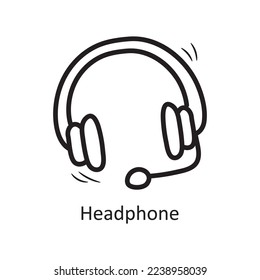 Headphone vector outline Icon Design illustration. Entertainment Symbol on White background EPS 10 File