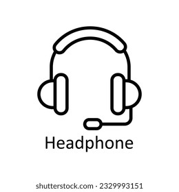 Headphone Vector  outline Icon Design illustration. Online streaming Symbol on White background EPS 10 File