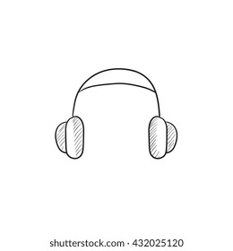 Headphone vector sketch icon isolated on background. Hand drawn Headphone icon. Headphone sketch icon for infographic, website or app.
