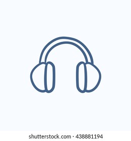Headphone vector sketch icon isolated on background. Hand drawn Headphone icon. Headphone sketch icon for infographic, website or app.