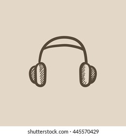 Headphone vector sketch icon isolated on background. Hand drawn Headphone icon. Headphone sketch icon for infographic, website or app.