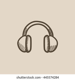 Headphone vector sketch icon isolated on background. Hand drawn Headphone icon. Headphone sketch icon for infographic, website or app.