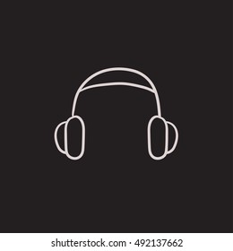 Icono de esbozo vectorial de auriculares aislado en el fondo. Icono dibujado a mano para auriculares. Icono de boceto de auriculares para infografía, sitio web o aplicación.