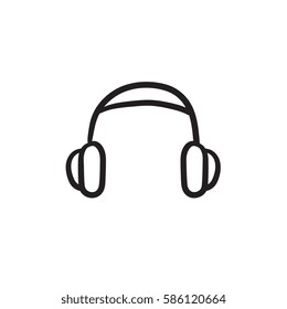 Headphone vector sketch icon isolated on background. Hand drawn Headphone icon. Headphone sketch icon for infographic, website or app.