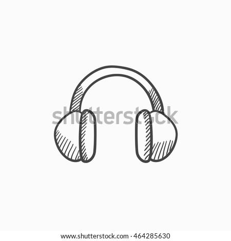 Headphone vector sketch icon isolated on background. Hand drawn Headphone icon. Headphone sketch icon for infographic, website or app.