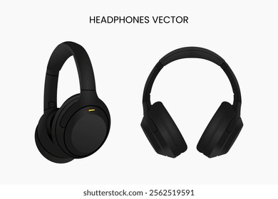 Headphone vector. Super bass bluetooth headphone in black color. Premium vector gadgets.