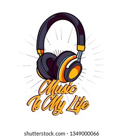 headphone vector for t shirt design theme music