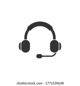 Headphone vector.Black symbol.Black headphones icon on white background.