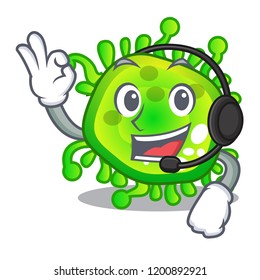 With headphone virus cells bacteria microbe isolated mascot