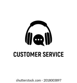 Headphone With Voice Chat Icon Online Customer Service Logo Design Vector Illustration