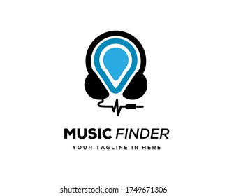 headphone voice pin point location listen logo design inspiration