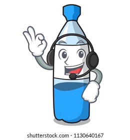 With headphone water bottle mascot cartoon