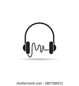 headphone and wire icon vector on white background