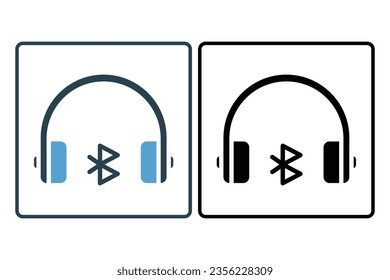 Headphone Wireless Icon. Icon related to multimedia and entertainment. suitable for web site design, app, user interfaces. Solid icon style. Simple vector design editable