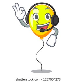 With headphone Yellow balloon isolated on for mascot