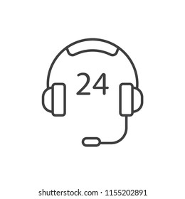 Headphones, 24 hours support line icon.