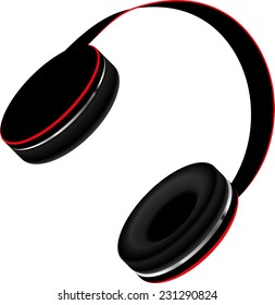 headphones abstract vector illustration isolated on black and red version eps 10 \ headphones