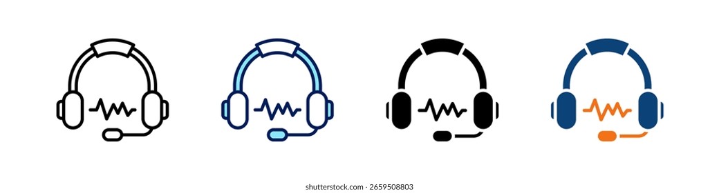 Headphones All In One Icon Multi Styles Vector Set