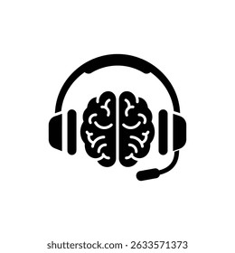 Fones de ouvido ao redor do cérebro simbolizando ajuda guiada para o bem-estar mental