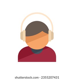 Headphones audio book icon flat vector. People training. Digital education isolated