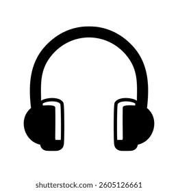 Headphones audio device isolated black icon vector art.