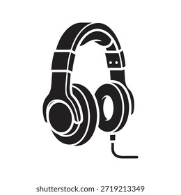 Auriculares audio música sólido Vector negro icono aislado fondo blanco estéreo sonido auricular equipo dj símbolo Diseño gráfico ilustración