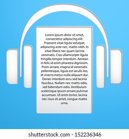 Headphones background paper to the field for the text.  Vector Illustration, editable and isolated, eps10.