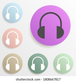headphones badge color set. Simple glyph, flat vector of web icons for ui and ux, website or mobile application